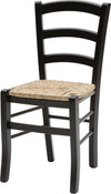 MOBILI-2G---SET-02-SEDIE-IN-LEGNO-MASSELLO-FINITURA-ANILINA-NERO/PAGLIA