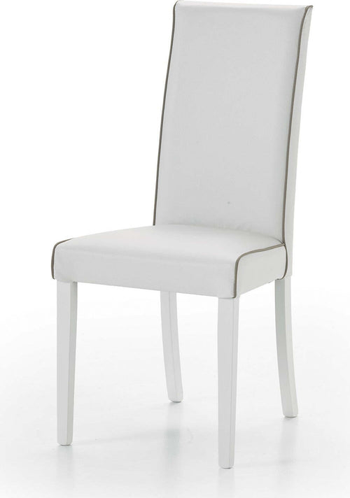 MOBILI-2G---Set-2-Sedie-imbottita-bianca-ecopelle-filo-tortora