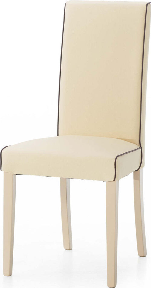 MOBILI-2G---Set-2-Sedie-imbottite-avorio-in-ecopelle-filo-marrone