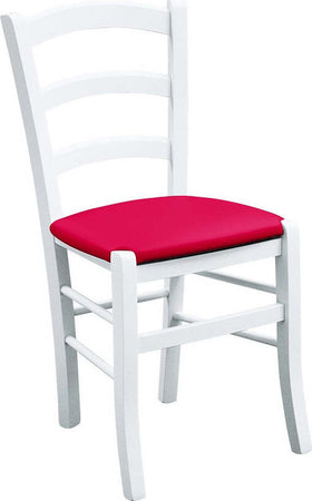 MOBILI-2G---SET-2-SEDIE-LEGNO-MASSELLO-BIANCO-SEDUTA-IMBOTTITA-ROSSO