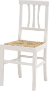 MOBILI-2G----SET-2-SEDIE-LEGNO-SEDUTA-PAGLIA-BIANCO-SHABBY-CHIC