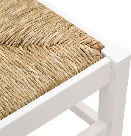 MOBILI-2G----SET-2-SEDIE-LEGNO-SEDUTA-PAGLIA-BIANCO-SHABBY-CHIC