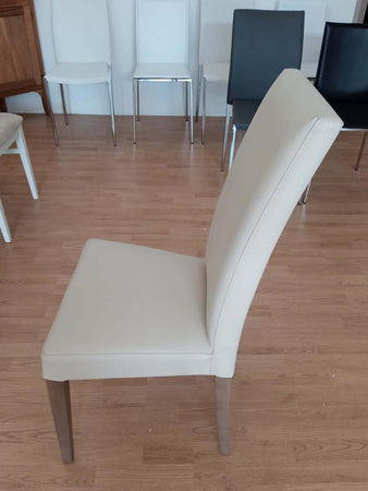 MOBILI-2G---SET-2-SEDIE-MODERNE-LEGNO-ECOPELLE-IMBOTTITA-BEIGE