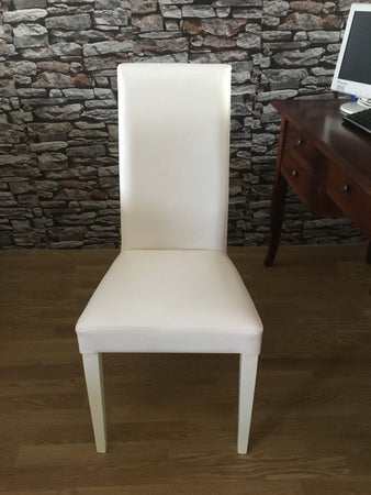 MOBILI-2G---SET-2-SEDIE-MODERNE-LEGNO-ECOPELLE-IMBOTTITA-BIANCO