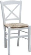 MOBILI-2G---SET-2-SEDIE-SHABBY-CROCE-LEGNO/PAGLIA-LACCATO-BIANCO