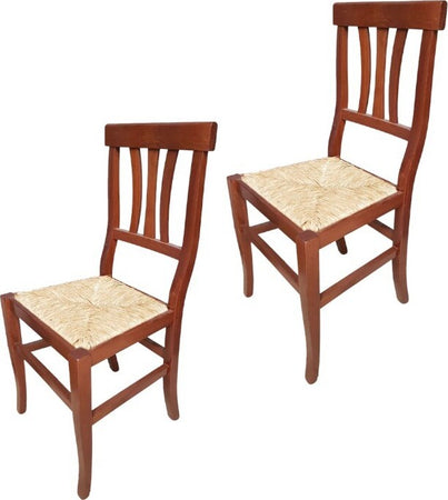 MOBILI-2G---SET-2-SEDIE-TRE-STECCHE-LEGNO-SEDUTA-PAGLIA-TINTA-NOCE