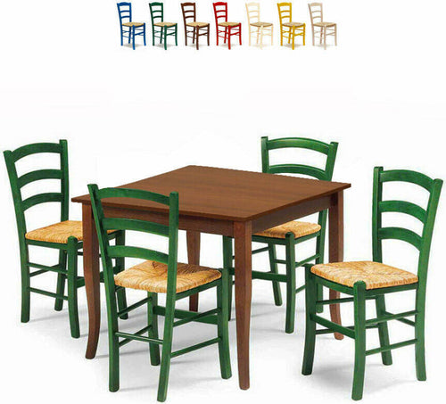 MOBILI-2G---Set-tavolo-legno-80x80-allungabile-+-4-sedie-legno-Shabby-Verde