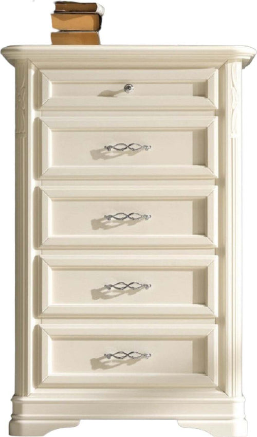 MOBILI-2G---SETTIMANALE-CLASSICO-5-CASSETTI-IN-LEGNO-MASSELLO-AVORIO-L.65-P.42-H.100