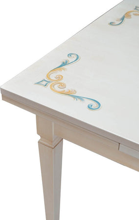 MOBILI-2G---TAVOLO-160X85-LACCATO-AVORIO-PENNELLATO-CON-DECORI