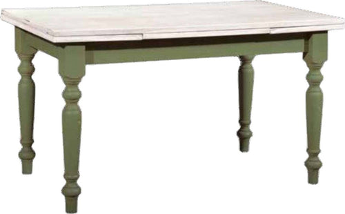 MOBILI-2G---TAVOLO-ALLUNGABILE-IN-LEGNO-LACCATO-BICOLORE-FINITURA-CERATO-BIANCO-VERDE-MISURA-L.160-P.85-H.85