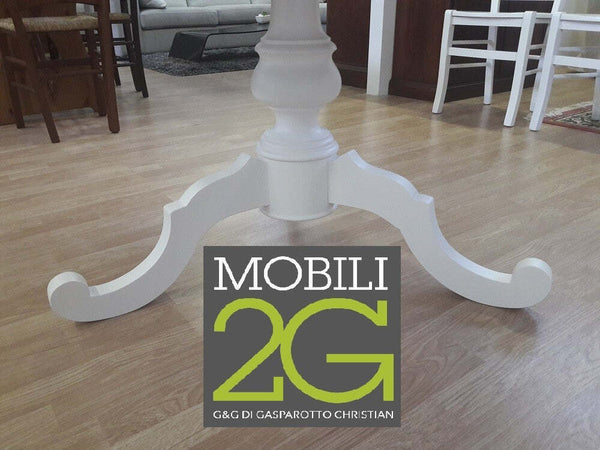 MOBILI-2G---TAVOLO-ARTE-POVERA-ROTONDO-COLORE-BIANCO-OPACO-D.120,-1-ALLUNGA-40-CENTIMETRI