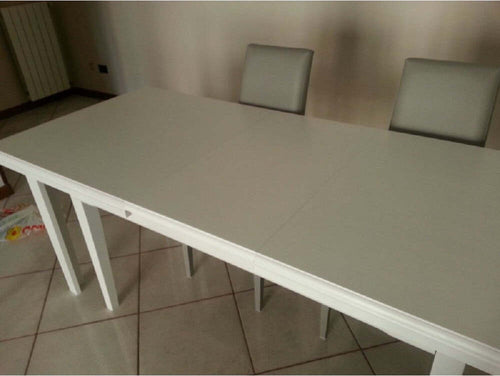 MOBILI-2G---Tavolo-classico-rettangolare-allungabile-in-legno-bianco-160x85