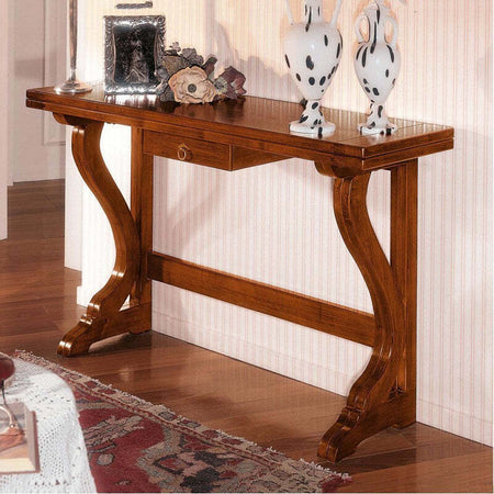 MOBILI-2G---TAVOLO-CONSOLLE-IN-LEGNO-1-CASSETTO-APRIBILE-MISURA-L.140-P.40-H.83(APERTO-140X80)