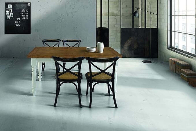 MOBILI-2G---Tavolo-da-pranzo-legno-Allungabile-country-Chic-Piano-Rovere-e-Bianco-140X85-h.78
