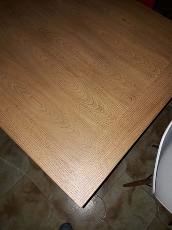 MOBILI-2G---Tavolo-da-pranzo-legno-Allungabile-country-Chic-Piano-Rovere-e-Bianco-90x90-LIBRO