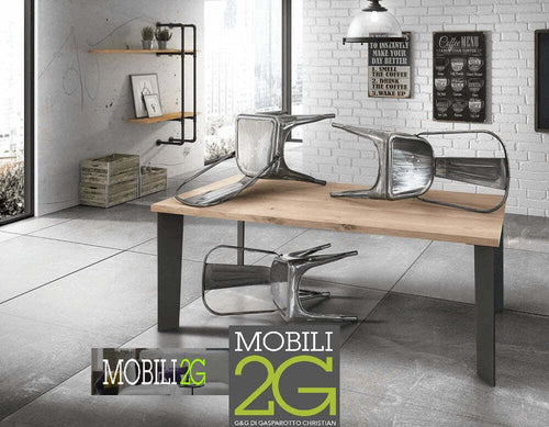 MOBILI-2G---TAVOLO-FISSO-IN-LEGNO-ROVERE-IMPIALLACCIATO-250X100-spessore-4-cm-E-GAMBE-IN-FERRO