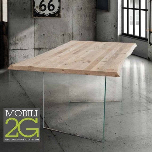 MOBILI-2G---TAVOLO-FISSO-IN-LEGNO-ROVERE-MASSELLO-180x90-spessore-4-cm-E-GAMBE-IN-VETRO