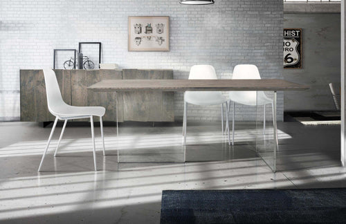 MOBILI-2G---TAVOLO-FISSO-IN-ROVERE-MASSELLO-NODATO-FINITURA-BETON-SPESSORE-4-CM.-MISURA-L.180-P.90-H.75