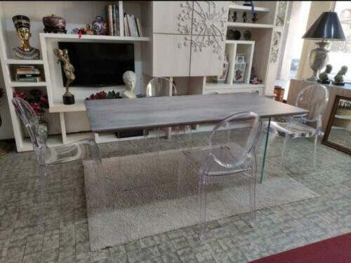 MOBILI-2G---TAVOLO-FISSO-IN-ROVERE-MASSELLO-NODATO-FINITURA-BETON-SPESSORE-4-CM.-MISURA-L.250-P.100-H.75