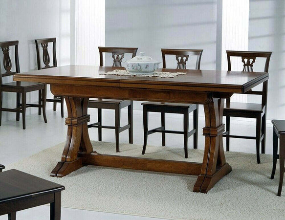 MOBILI-2G---Tavolo-Fratino-Allungabile-In-Legno-Tinta-Noce-Arte-Povera-180x100-Sala-e-Taverna