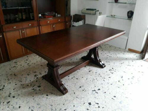 MOBILI-2G---Tavolo-Fratino-Allungabile-In-Legno-Tinta-Noce-Arte-Povera-180x100-Sala-e-Taverna