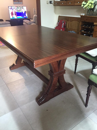 MOBILI-2G---Tavolo-Fratino-Allungabile-In-Legno-Tinta-Noce-Arte-Povera-180x85-Sala-e-Taverna