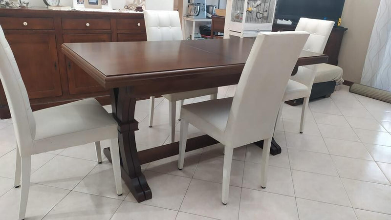 MOBILI-2G---Tavolo-Fratino-Allungabile-In-Legno-Tinta-Noce-Arte-Povera-180x85-Sala-e-Taverna