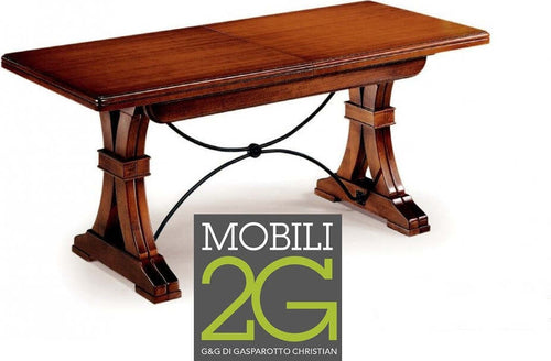 MOBILI-2G---TAVOLO-FRATINO-CON-FERRO-ALLUNGABILE-IN-LEGNO-ARTE-POVERA-NOCE-SCURO-180x100