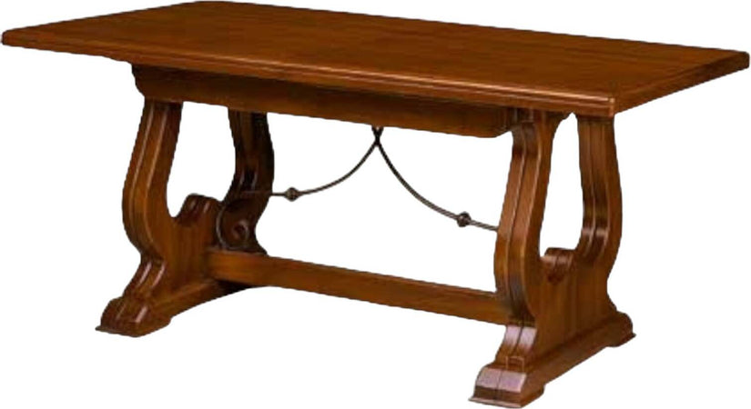 MOBILI-2G---TAVOLO-FRATINO-CON-FERRO-ALLUNGABILE-IN-LEGNO-ARTE-POVERA-NOCE-SCURO-180x85