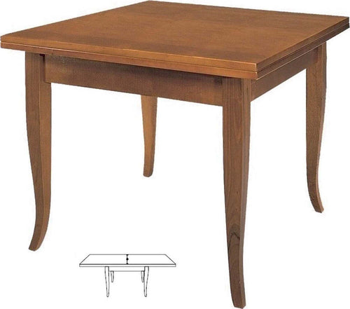 MOBILI-2G---TAVOLO-NOCE-GAMBA-SCIABOLA-80x80-ALLUNGABILE-A-LIBRO