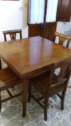MOBILI-2G---TAVOLO-NOCE-GAMBA-SCIABOLA-90x90-ALLUNGABILE-A-LIBRO