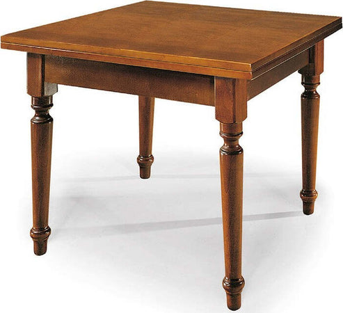 MOBILI-2G---TAVOLO-NOCE-GAMBA-TORNITA-100X100-ALLUNGABILE-A-LIBRO