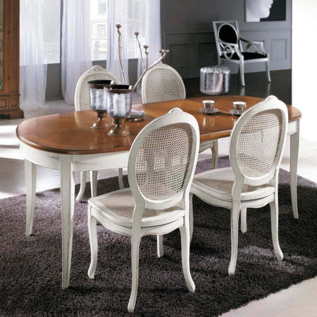 MOBILI-2G---Tavolo-ovale-allungabile-Classico-Legno-Intarsio-shabby-bicolore-115x95x78