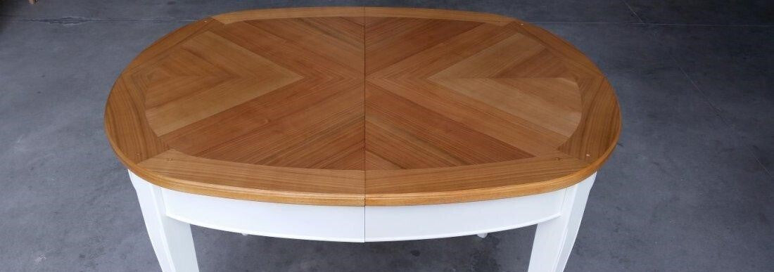 MOBILI-2G---Tavolo-ovale-allungabile-Classico-Legno-Intarsio-shabby-bicolore-115x95x78