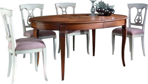 MOBILI-2G---Tavolo-ovale-allungabile-Classico-Legno-Intarsio-Tinta-Noce-160x110x77