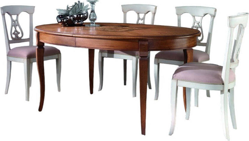 MOBILI-2G---Tavolo-ovale-allungabile-Classico-Legno-Intarsio-Tinta-Noce-160x110x77