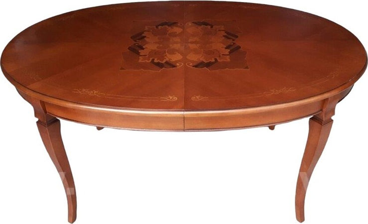 MOBILI-2G---Tavolo-ovale-allungabile-Classico-Legno-Intarsio-Tinta-Noce-160x110x77