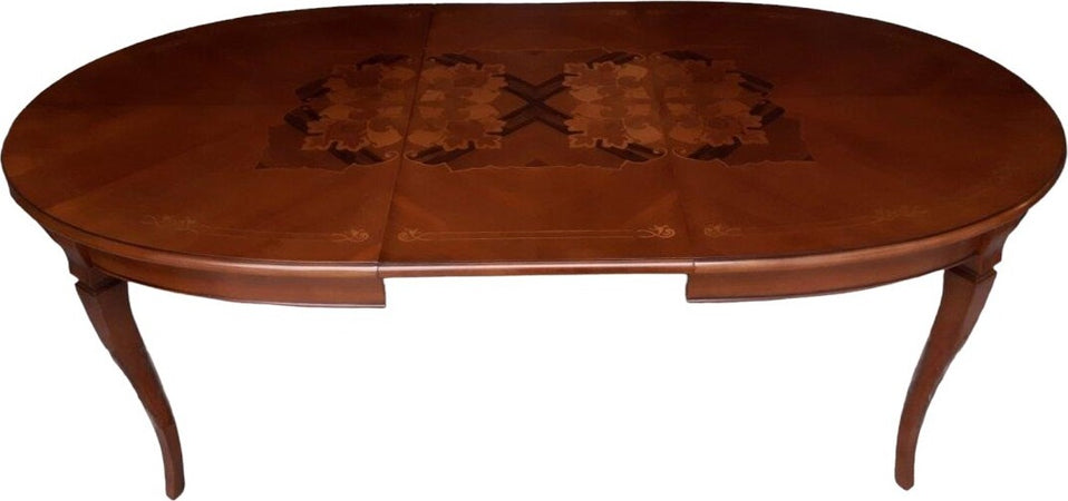 MOBILI-2G---Tavolo-ovale-allungabile-Classico-Legno-Intarsio-Tinta-Noce-160x110x77