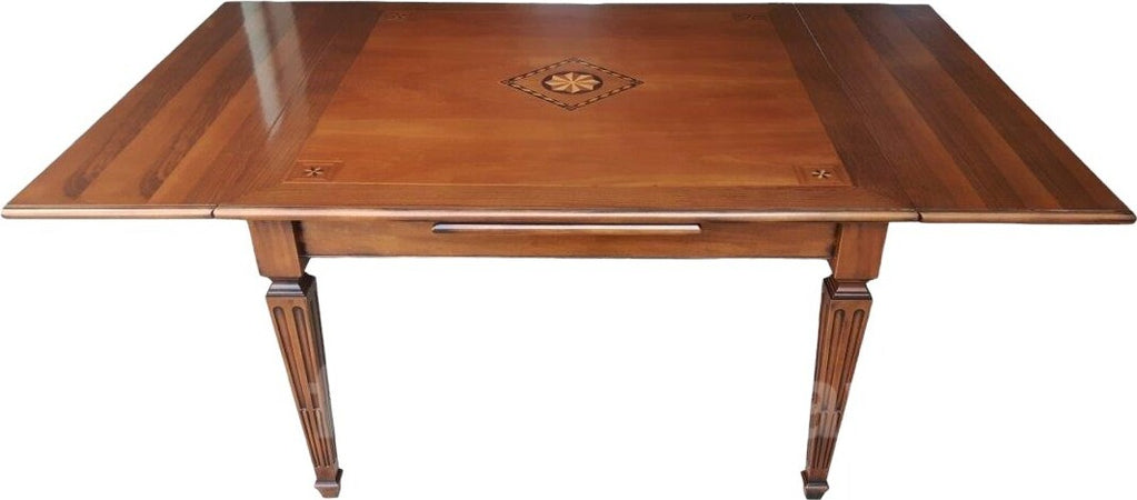 MOBILI-2G---Tavolo-quadrato-allungabile-classico-intarsio-stella-bassano-128X128x80