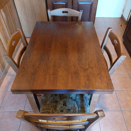 MOBILI-2G---Tavolo-rettangolare-allungabile-legno-classico-Noce-Arte-Povera-140-X-80