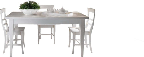 MOBILI-2G---TAVOLO-SHABBY-ALLUNGABILE-GAMBA-A-SPILLO-LEGNO-MASSELLO-BIANCO-L.140-P.90-H.80