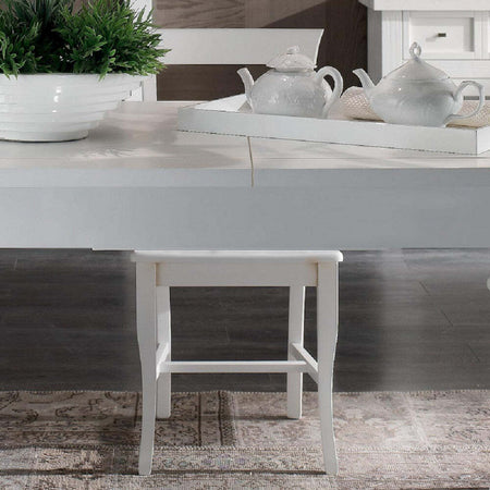MOBILI-2G---TAVOLO-SHABBY-ALLUNGABILE-GAMBA-A-SPILLO-LEGNO-MASSELLO-BIANCO-L.140-P.90-H.80