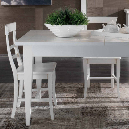 MOBILI-2G---TAVOLO-SHABBY-ALLUNGABILE-GAMBA-A-SPILLO-LEGNO-MASSELLO-BIANCO-L.140-P.90-H.80