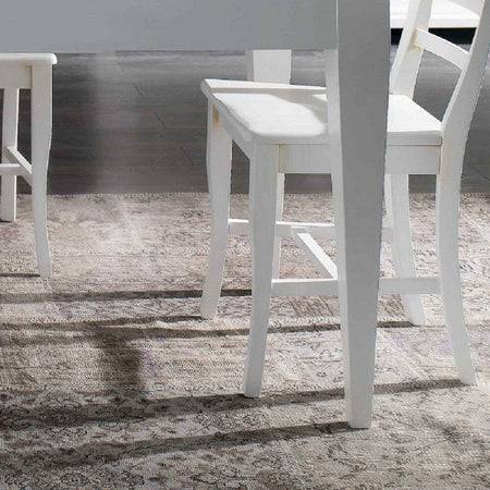 MOBILI-2G---TAVOLO-SHABBY-ALLUNGABILE-GAMBA-A-SPILLO-LEGNO-MASSELLO-BIANCO-L.140-P.90-H.80