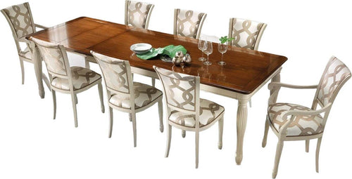 MOBILI-2G---TAVOLO-SHABBY-ALLUNGABILE-GAMBA-TORNITA-IN-LEGNO-BIANCO/NOCE-L.160-P.100-H.80
