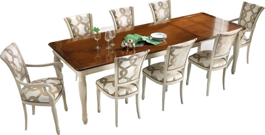 MOBILI-2G---TAVOLO-SHABBY-ALLUNGABILE-GAMBA-TORNITA-IN-LEGNO-BIANCO/NOCE-L.200-P.100-H.80