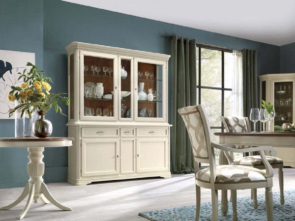 MOBILI-2G---TAVOLO-SHABBY-ALLUNGABILE-GAMBA-TORNITA-IN-LEGNO-BIANCO/NOCE-L.200-P.100-H.80