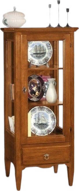MOBILI-2G---VETRINA-1-PORTA-1-CASSETTO-IN-LEGNO-TINTA-NOCE-L.57-x-P.40-H.134