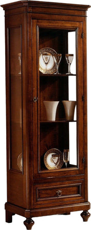 MOBILI-2G---VETRINA-1-PORTA-1-CASSETTO-IN-LEGNO-TINTA-NOCE-L.67-x-P.40-H.190