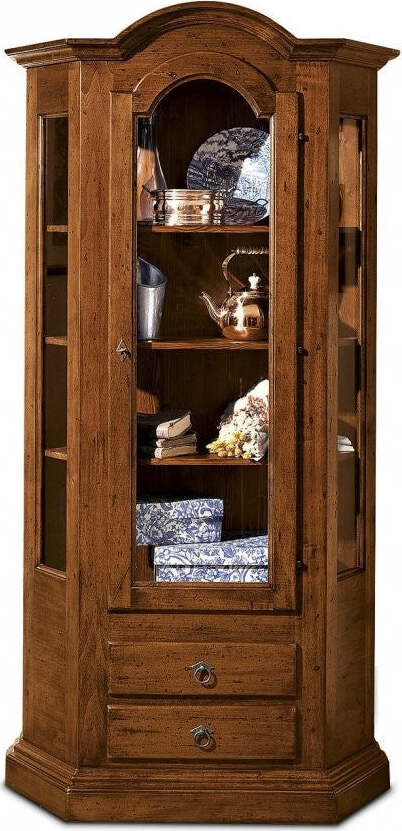 MOBILI-2G---VETRINA-1-PORTA-2-CASSETTI-IN-LEGNO-TINTA-NOCE-L.95-x-P.36-H.185
